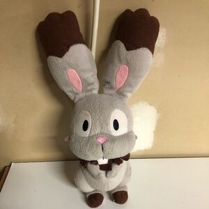 Tomy Pokemon Bunnelby Plush Rabbit Gray Pink White Brown 12"